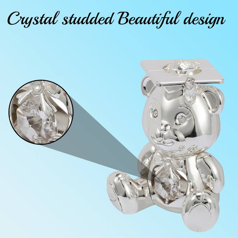 Matashi Silver Plated Graduation Bear with Matashi Crystals