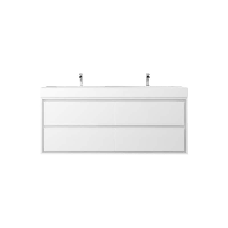 Morava 60" Floating Vanity with Double Sink - 60 - Gloss White