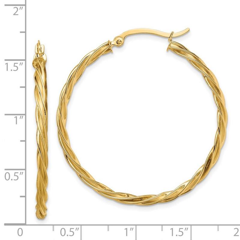 Curata 14k Yellow Gold Polished Twisted Hoop Earrings - 39.5x38mm