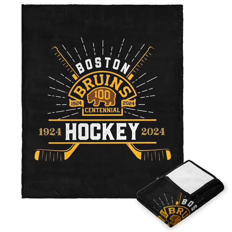 NHL 100th Anniv Fanatic Boston Bruins Silk Touch Throw Blanket