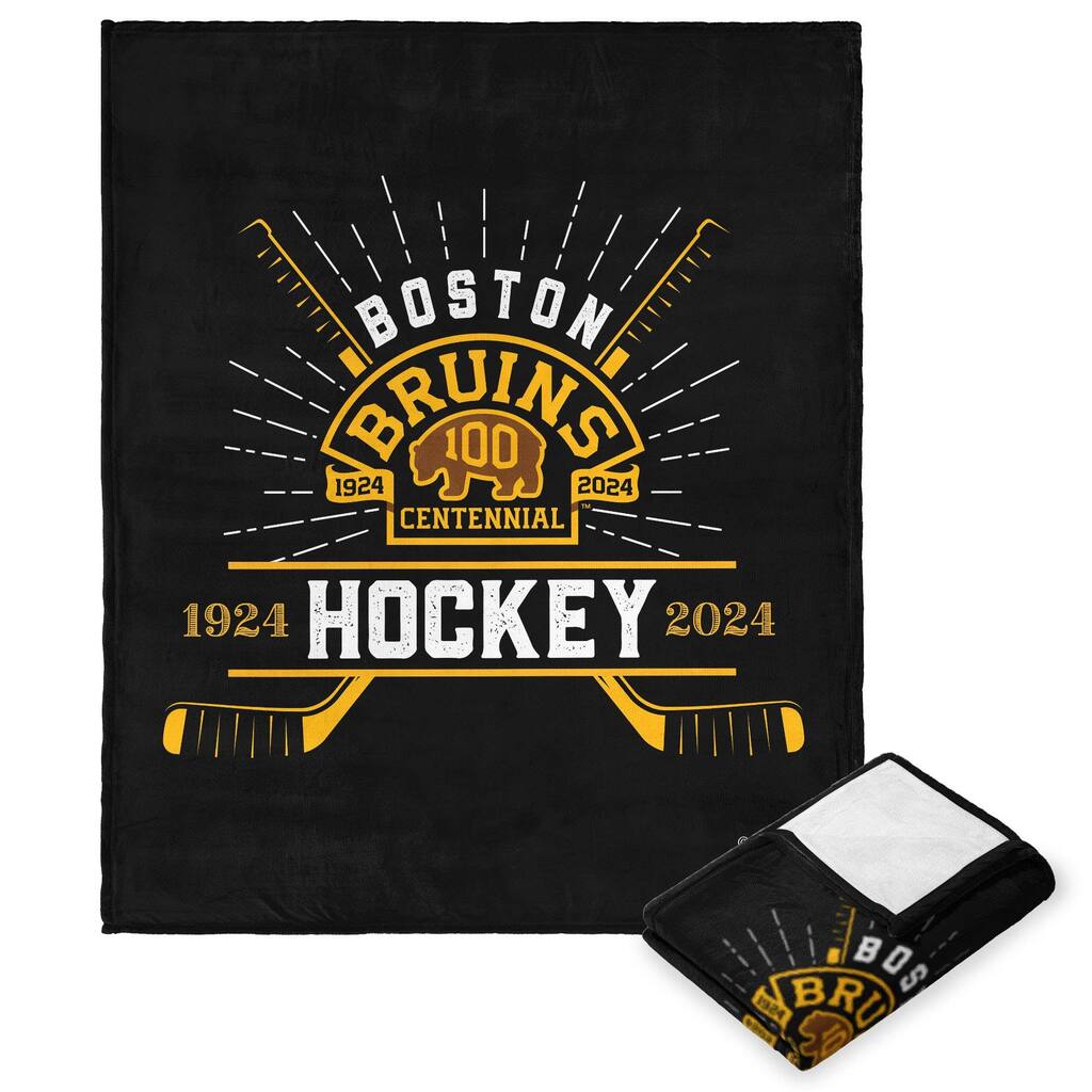 NHL 100th Anniv Fanatic Boston Bruins Silk Touch Throw Blanket