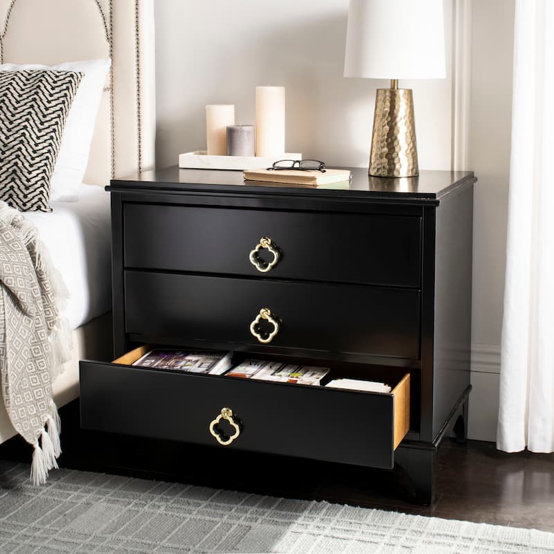 SAFAVIEH Karyn Nightstand - Black / Brass