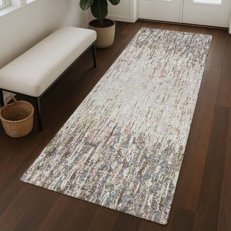 Machine Washable Indoor/ Outdoor Abstract Moxy Chantille Rug