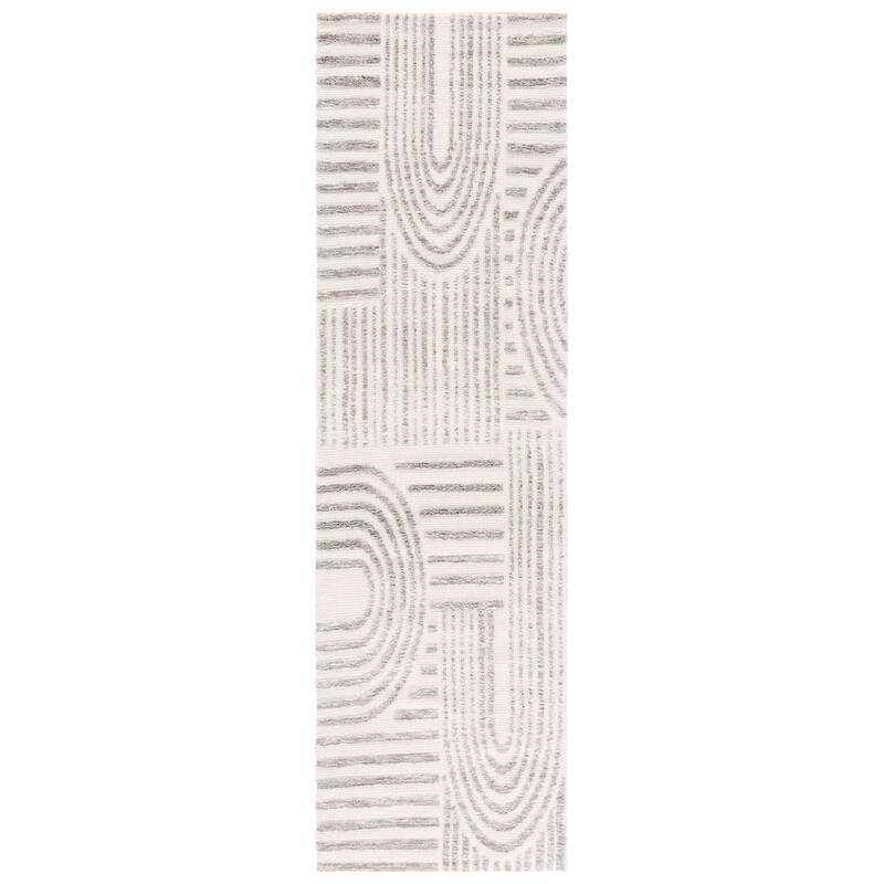 SAFAVIEH, Audrey Lilana Mid-Century Modern Rug - 2'3" x 8' Runner - Ivory/Grey