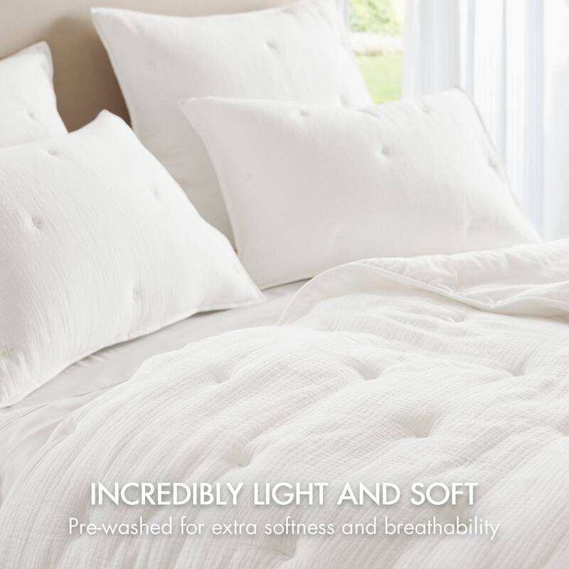Harbor House Breeze Cotton Gauze Embroidered Quilt Set