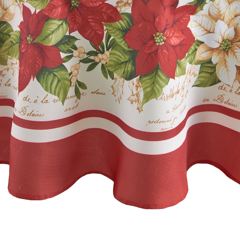 Red and White Poinsettia Tablecloth