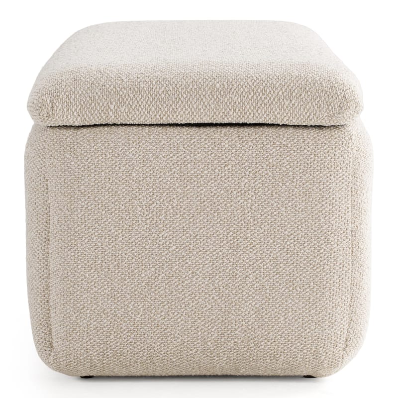 Modrest Harris Modern Off-White Fabric Bench w/ Storage