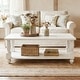 preview thumbnail 2 of 14, Farmhouse Coffee Table with Storage Shelf, French Country Living Room Table