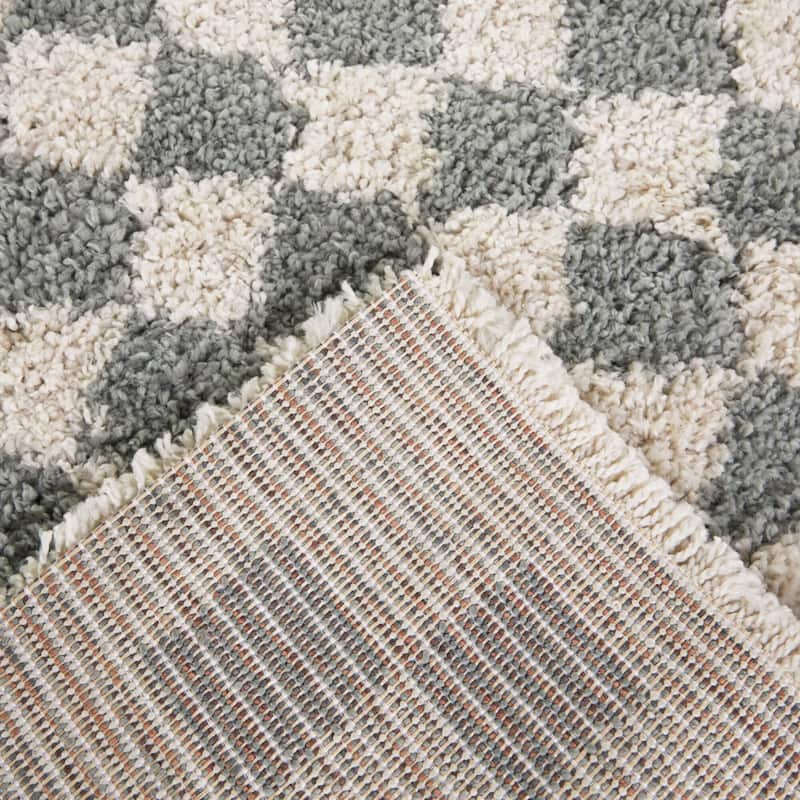 Covey Plush Checkered Thick Shag Area Rug