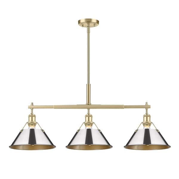 slide 2 of 2, Yep by Golden Lighting Orwell 3-light Island Light in Brushed Champagne Brass and Chrome shade - Gold