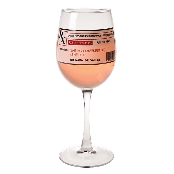 Funny Prescription Wine Glass - 8" holds 11 oz. - 5 in. x 9 in. x 5 in.