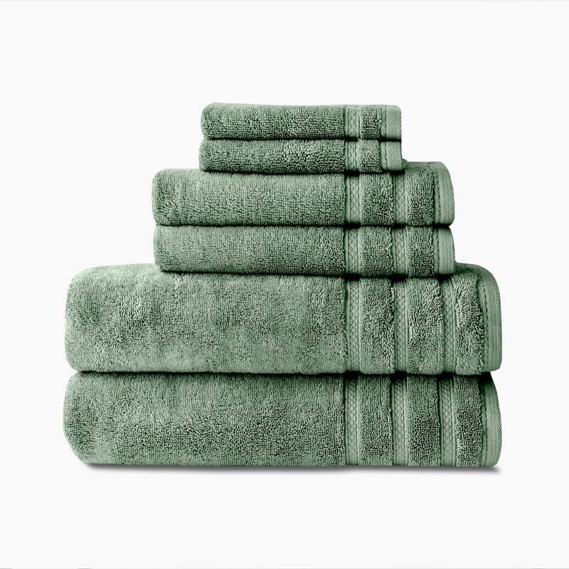 True Comfort Towels - Green - 6 Piece Bath Towel Sets