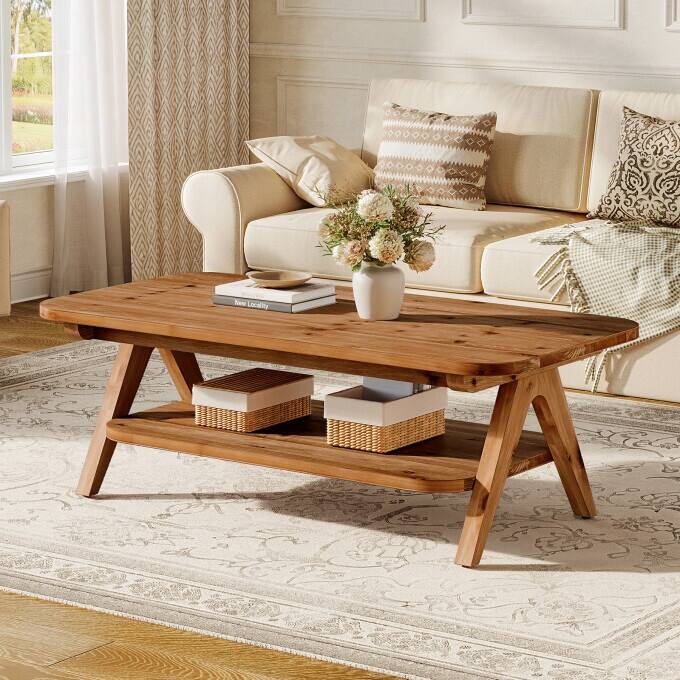 47.2"W Solid Wood Coffee Table