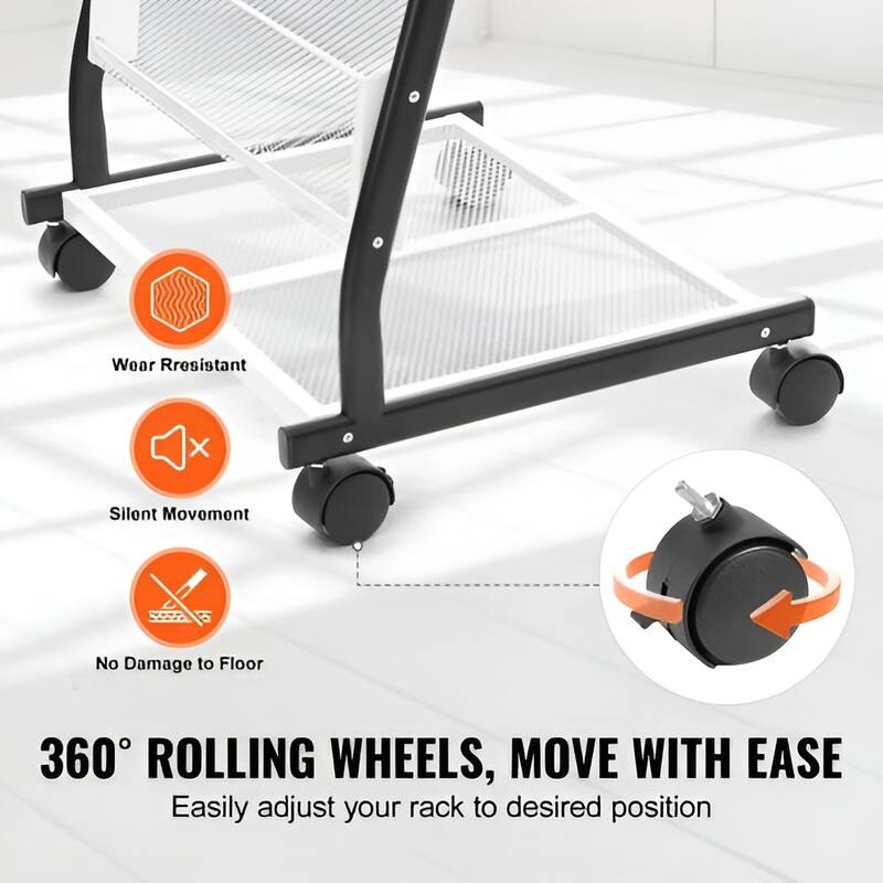6-Tier Brochure Display Rack with Wheels, Floor Magazine Stand - 20.87 x 17.32 x 52.76 in