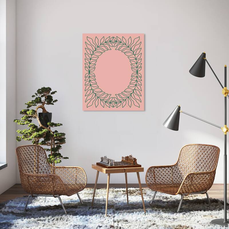 Wynwood Studio Canvas Floral and Botanical Glitter Dots and Leaf Frame Green Glam Wall Art Canvas Print - 30 x 36