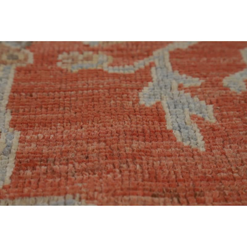 Hand Knotted Oriental 100% Wool Carpet Transitional All-Over Oranges & Rust Oushak Area Rug - 12' 7'' X 9' 0''