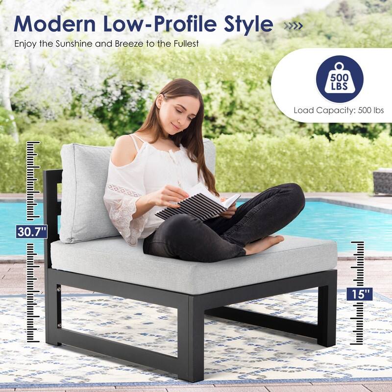 FINCATI Aluminum Outdoor Patio Furniture Conversation Sectional Sofa Set
