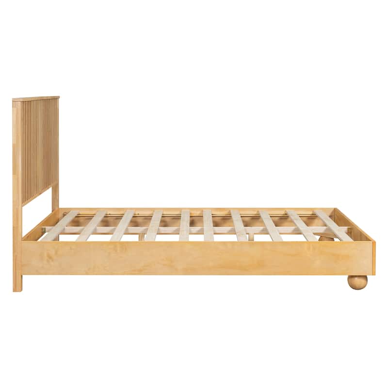 Christopher Knight Home - Anna Natural Wood Bed Frame With Reeded Headboard