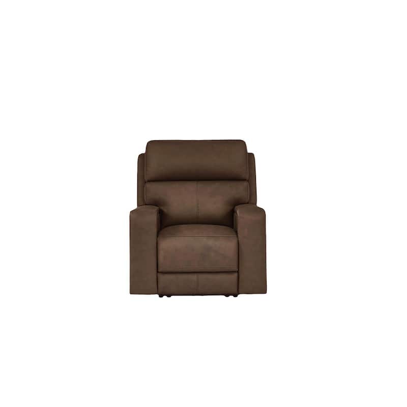38.5" W Top Grain Leather Dual-Power Recliner with Zero Gravity, USB & Type-C Charging