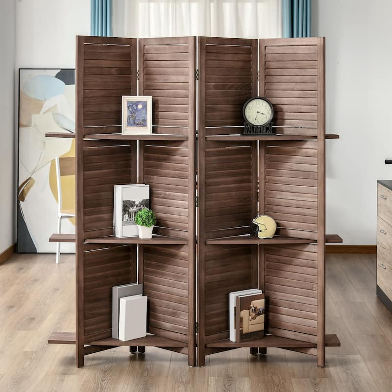HOMCOM 4-Panel Folding Room Divider, 5.5 Ft Tall Freestanding Privacy Screen Panels for Indoor Bedroom - 63.75" x 0.75" x 67"