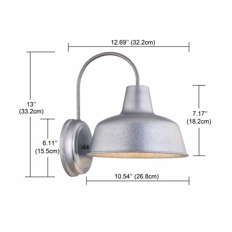 1-Light Outdoor Barn Light With Galvanized finish - 10.54"x12.69"x13"