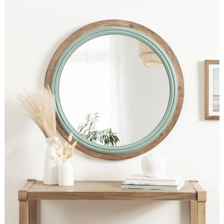 Kate and Laurel Palmer Wood Round Wall Mirror - 26" Diameter