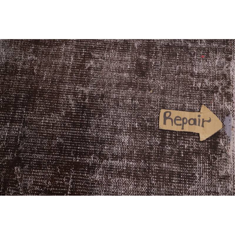 Distressed Brown Over-Dyed Anatolian Turkish Rug Handmade Wool Carpet - 7'2" x 9'10"