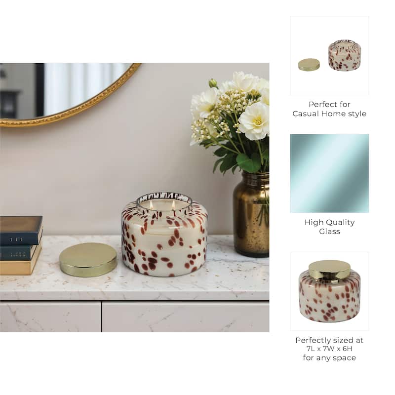 Glass Wax Decorative Candle Jar with Metal Lid Contemporary Accent - 7" x 7" x 6"