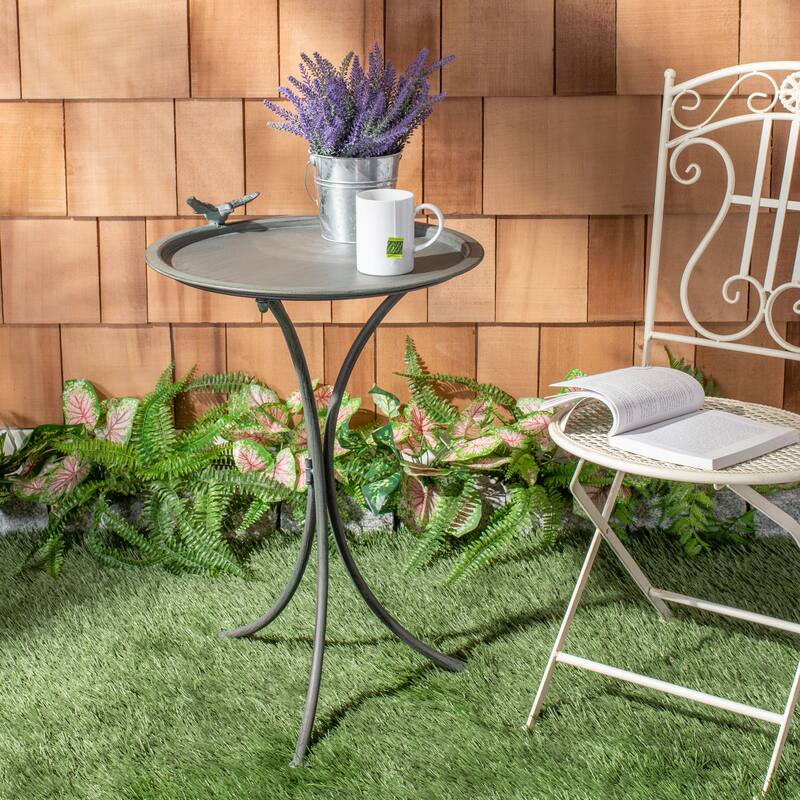 SAFAVIEH Jackeline Iron Outdoor Bird Bath - 21 In. W x 19 In. D x 29 In. H - 21Wx19Dx29H - Grey