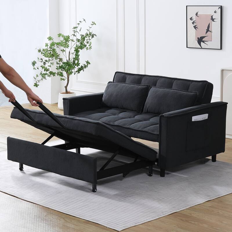 55" 3-in-1 Double Pull-Out Sofa Bed for Living Room