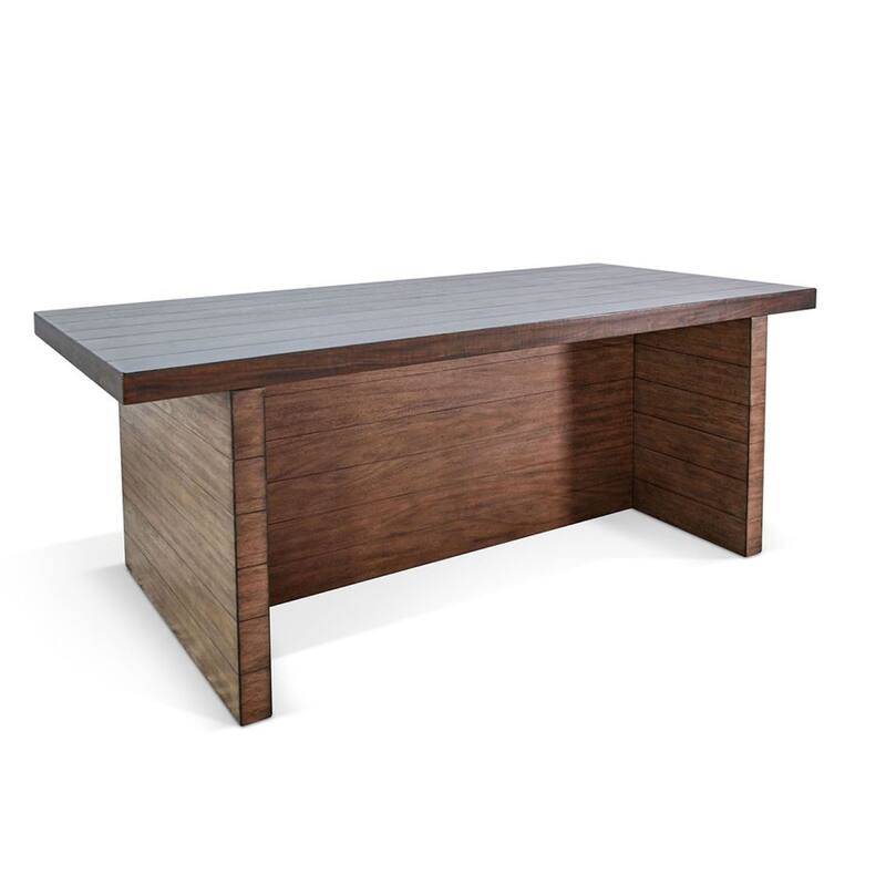 Wedy Dining Table, 86 Inch Rectangular Top, Dark Brown Wood Block Base - Dark Brown