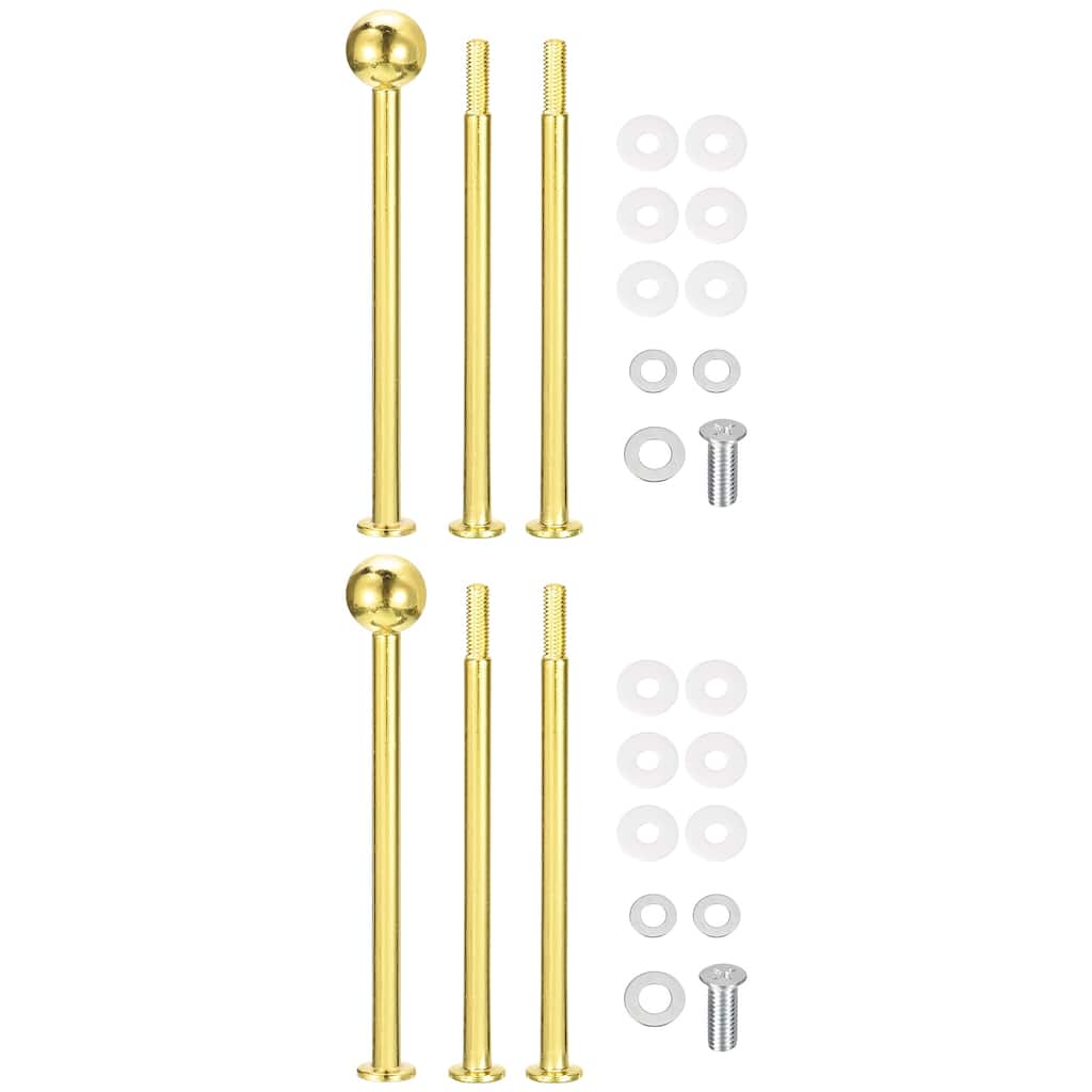 2 Set 3-Tier Cupcake Stand Hardware Fittings for Cake Stand, Round Beads Gold