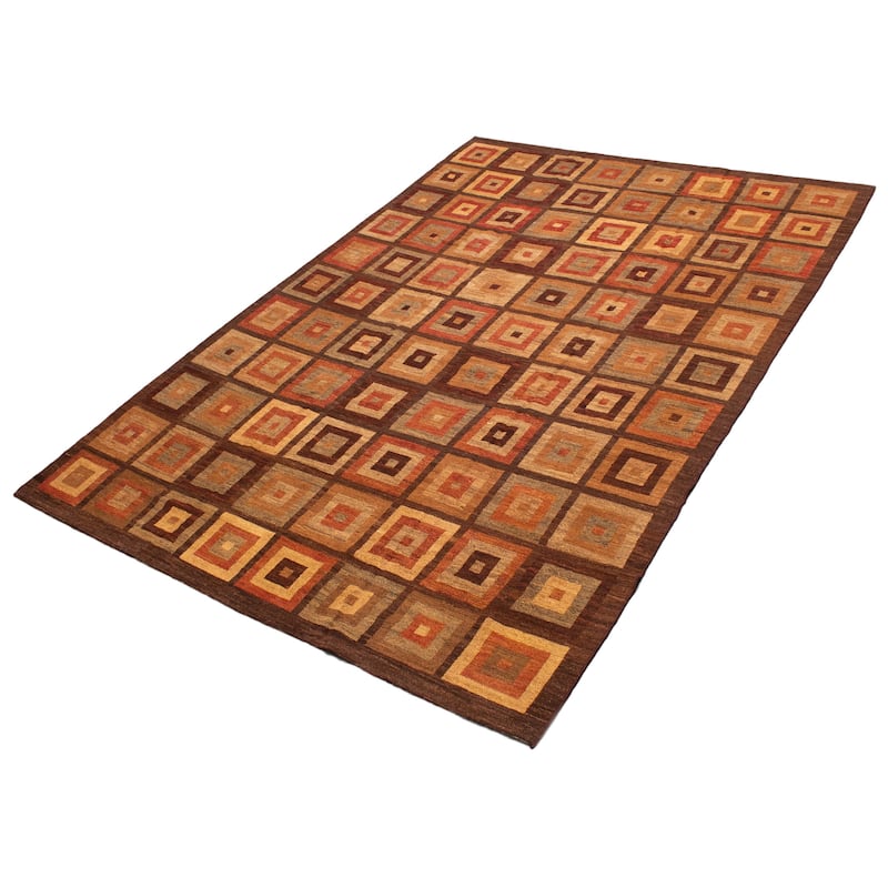 ECARPETGALLERY Flat-Weave Lahor Finest Brown Wool Tapestry Kilim - 10'2 x 14'10