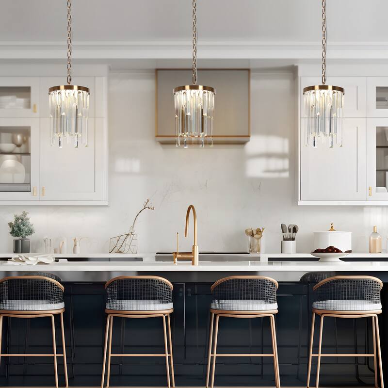 Modern LED Crystal 1-Light Pendant Light for Kitchen Island Foyer Bathroom - 7.8" Dia. x 11.8" H