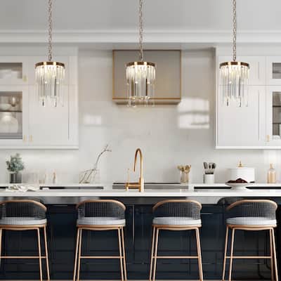 Modern LED Crystal 1-Light Pendant Light for Kitchen Island Foyer Bathroom - 7.8" Dia. x 11.8" H