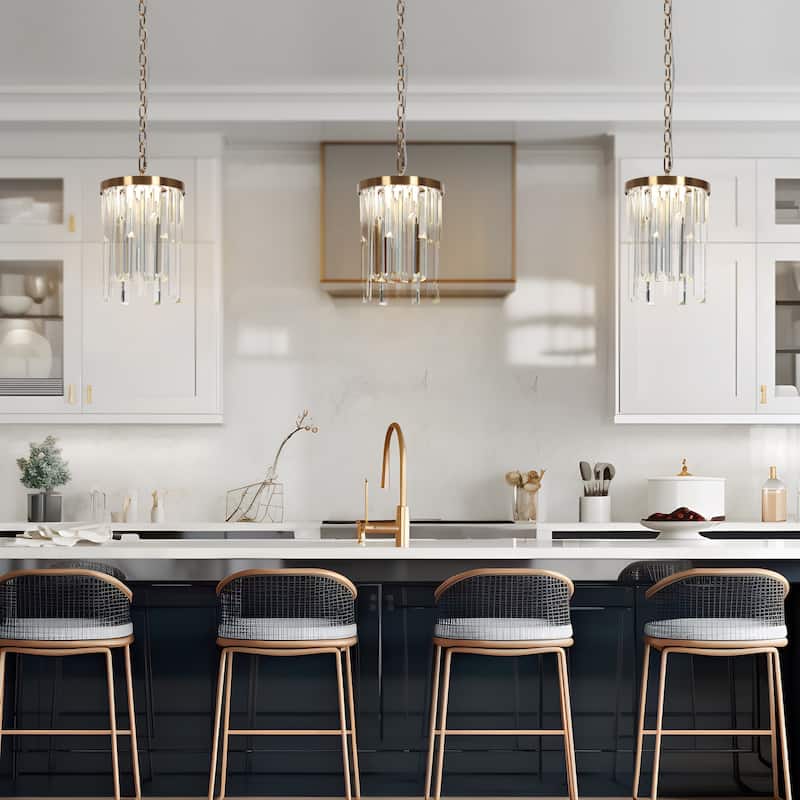 Modern LED Crystal 1-Light Pendant Light for Kitchen Island Foyer Bathroom - 7.8" Dia. x 11.8" H