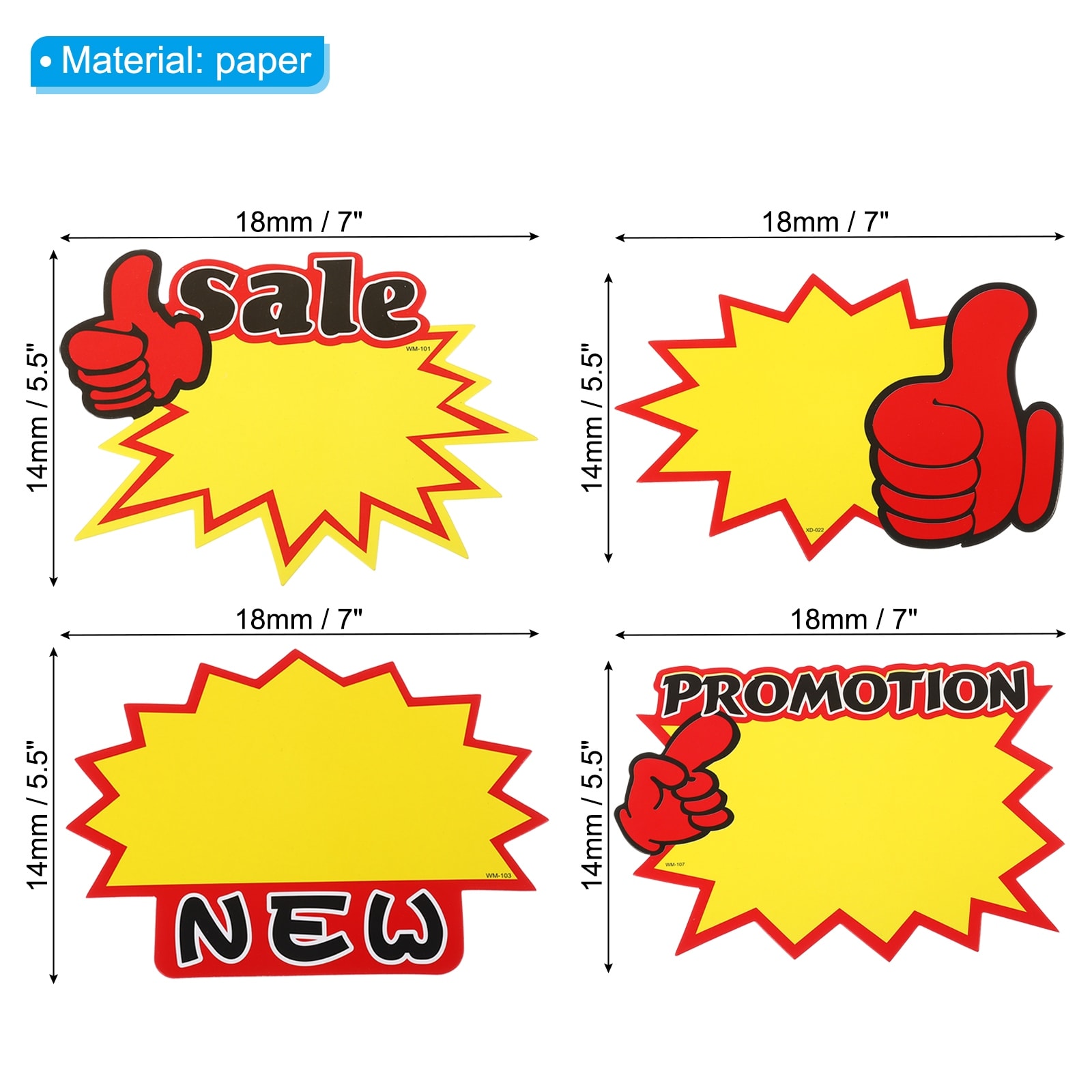 Star Burst Signs,Blank Star Burst Signs Price Tag Stickers Pricing Tags for Sign Retail Store, Sale,New,Forefinger,Blank