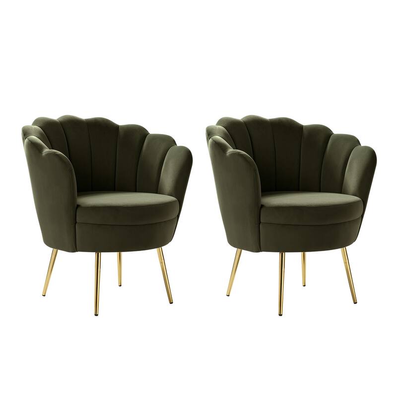 Xabier Cute Modern Upholstered Barrel Chair Accent Chair with Tufted Back Set of 2 by HULALA HOME
