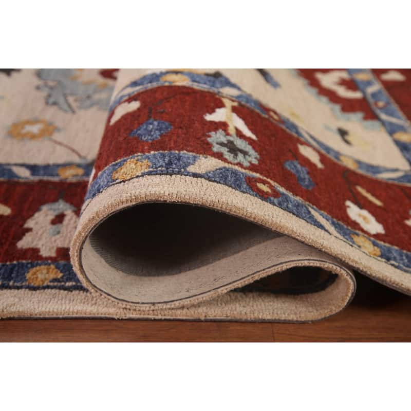 Hand-Tufted Sultanabad Oriental Rug Beige Traditional Wool Carpet