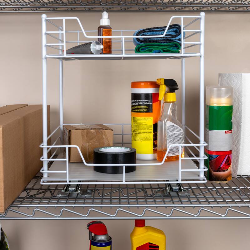 Household Essentials 2 -Tier Pull-Out/Slide-Out Storage Organizer with Plastic Liners