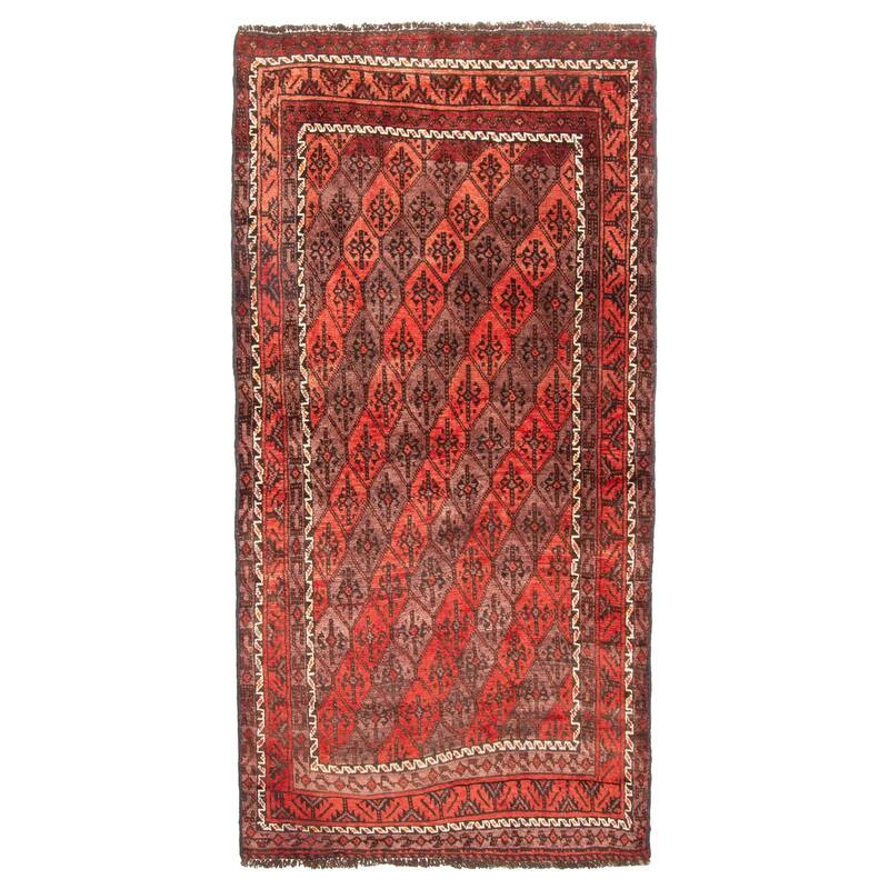ECARPETGALLERY Hand-knotted Baluch Dark Copper Wool Rug - 3'2 x 6'4