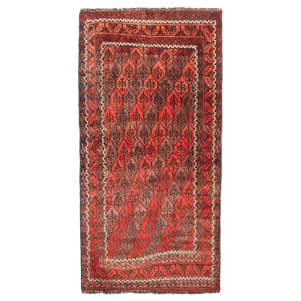 ECARPETGALLERY Hand-knotted Baluch Dark Copper Wool Rug - 3'2 x 6'4