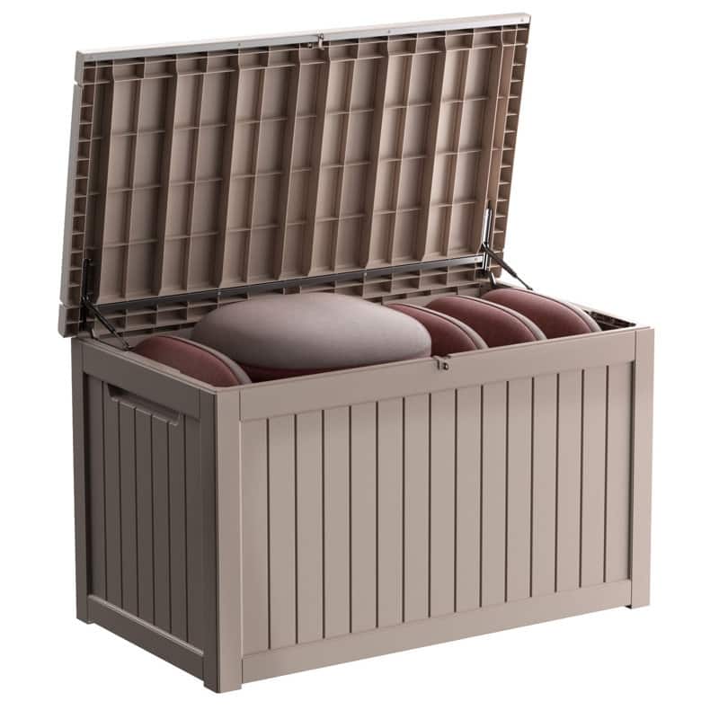 Outdoor Patio Storage Resin Lockable Deck Box - 230gal.LightBrown