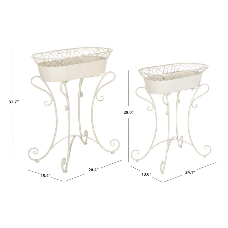 SAFAVIEH Kaya Victorian Scroll Iron Outdoor Planter Set of 2 - 28.4" W x 15.4" D x 32.7 H - 28Wx32Dx15H
