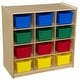preview thumbnail 1 of 3, Wood Designs 12 Cubby Storage Cabinet with Assorted Color Bins, Montessori Kids Toy Storage Organizer for Kindergarten - 30"