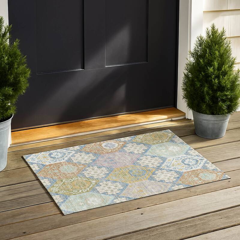Machine Washable Indoor/ Outdoor Global Bayfield Chantille Rug - Denim - 1'8" x 2'6"