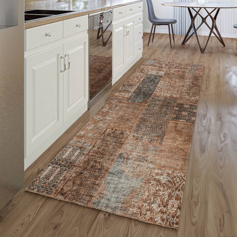 Premium Washable Super Soft Boho Patches Mayfield Rug - Terracotta - 2' 3" x 7' 6" - Runner