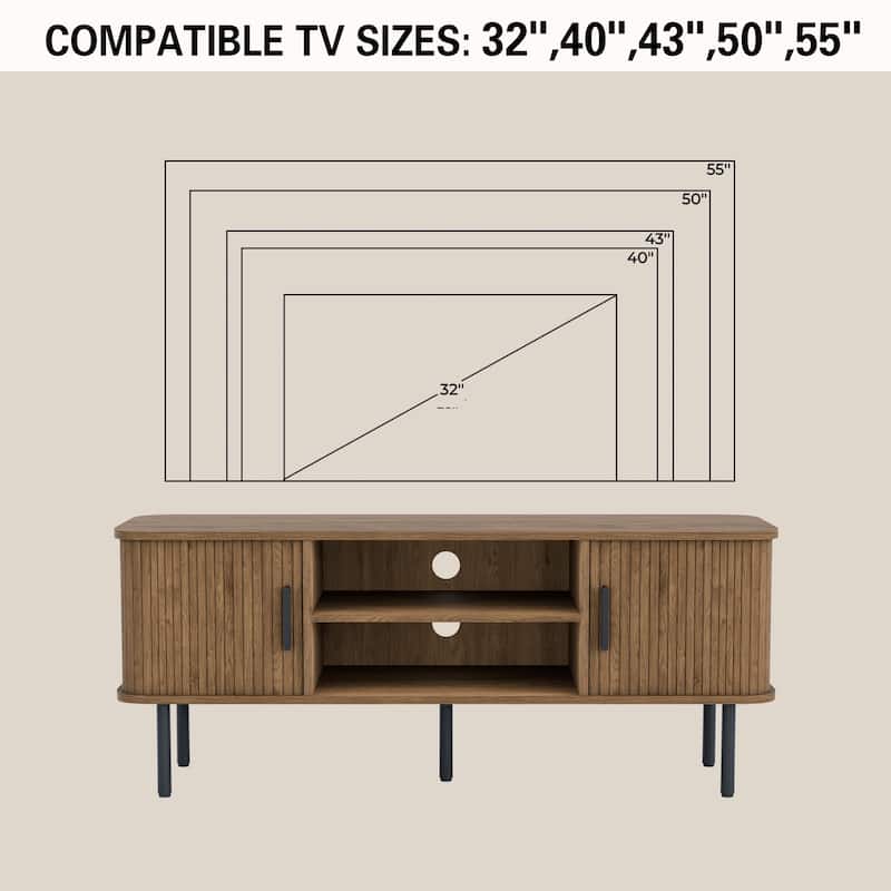 Tambour TV Stand Media Console for TVs Up to 55"
