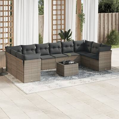 vidaXL Garden Sofa Set Grey, Dark Grey - 21.7 x 21.7 x 14.6