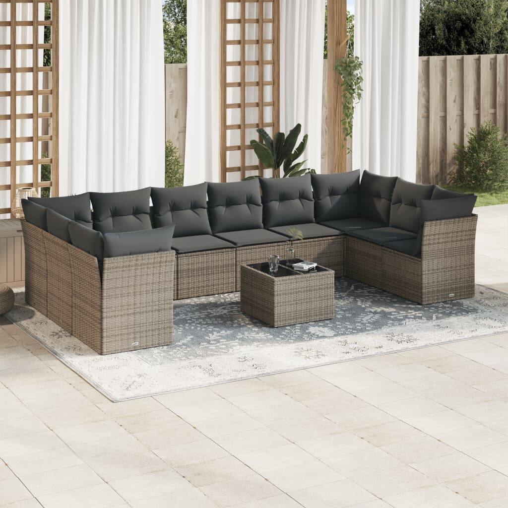 vidaXL Garden Sofa Set Grey, Dark Grey - 21.7 x 21.7 x 14.6
